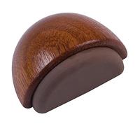 Amig - Cale ou butée de sol adhésive semi-circulaire décorative en bois finition sapelli et caoutchouc couleur marron foncé - Protège des coups les murs et meubles - Ø45 x 25 mm