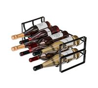 Amig - Casier à bouteilles empilable pour 8 bouteilles - Lot de 2 étagères en acier noir - Organisateur pour cuisine, cellier, salle à manger ou cave - Dimensions : 41 x 20,5 x 19 cm