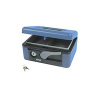 Amig - Coffre-fort | Coffre de Sécurité pour Argent, Billets et Pièces de Monnaie | Avec Plateau à Monnaie | Ouverture Automatique avec Poignée et ouleur Bleue | Acier | 165 x 125 x 80 mm