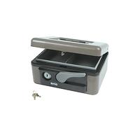 Amig - Coffre-fort | Coffre de Sécurité pour Argent, Billets et Pièces de Monnaie | Avec Plateau à Monnaie | Ouverture Automatique avec Poignée et ouleur Grise | Acier | 165 x 125 x 80 mm