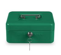Amig - Coffre-fort - Coffre-fort pour argent, billets et pièces - Avec plateau à monnaie et 2 clés - Acier - Couleur: Vert - 200 x 160 x 90 mm