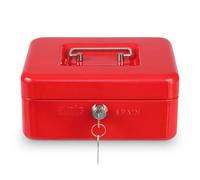 Amig - Coffre-fort - Coffre-fort pour argent, billets et pièces de monnaie - Avec plateau porte-monnaie et 2 clés - Couleur Rouge - Acier - 200 x 160 x 70 mm