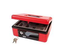 Amig - Coffre-fort en acier, modèle 2500 | Plateau porte-monnaie amovible | Sécurité avec serrure | Idéal pour les bureaux et les commerces, Rouge, 230x185x80 mm, Acier émaillé