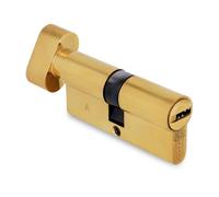 AMIG - Cylindre Serrure de Sécurité pour Portes - Taille 70 (30-40) - 6 Goupilles - Système Anti-perçage - Lèvre de 15 mm - Inclus 5 Clés à Pointe en Laiton et Vis de 70 mm - Fini Poli Multipoint
