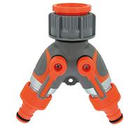 Amig - Dual Hose Connector 1" And 3/4" | Adjustable | With 2|Way Valve And 2 Individual Switches | Abs Plastic And Rubber | Orange And Grey