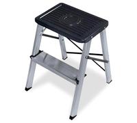 Amig - Échelle Pliable 2 Marches en Aluminium | Charge Max 150 kg | Stabilité avec Barres de Serrage | Idéale pour Tâches Ménagères, Aluminium, 2 Marches