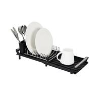 Amig Égouttoir Extensible avec Drain Noir EXTIK | Pour assiettes et verres. Base inclinée pour l'écoulement de l'eau. Extensible de 28 à 47 cm.