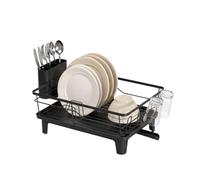Amig - Égouttoir Platz - 47 x 34 x 22 cm - Acier et Polypropylène - Couleur Noire - avec Plateau de Drainage et Support à Couverts - Égouttoir avec Plateau et Support pour Couverts
