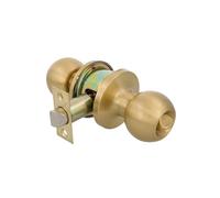 Amig - Ensemble de boutons de porte type boule | Système d'urgence extérieur | Verrouillage intérieur | Serrure de porte 60/70 mm | Bord carré | Laiton | Mat Doré | Portes de 35 à 45 cm d'épaisseur