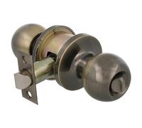 Amig - Ensemble de boutons de porte type boule | Système d'urgence extérieur | Verrouillage intérieur | Serrure de porte 60/70 mm | Bord carré | Laiton | Cuir | Portes de 35 à 45 cm d'épaisseur