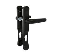 Amig - Ensemble de poignées de porte | 225x30mm | Trou de serrure de 85 mm | Poignée avec plaque étroite avec trou de verrouillage | Comprend des vis | Aluminium noir