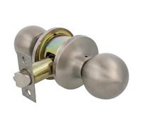 Amig - Ensemble de poignées de type boule | Avec xtérieure | Pêne dormant d'entrée 60/70 mm | Bord carré | Acier inoxydable | Argenté | Portes d'une épaisseur de 35 à 45 mm