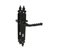 Amig - Ensemble de poignées Mod. 106PG72 | 270 x 36 mm | Poignée en Zamak avec plaque en acier | Finition noire | Inclut une rosace Gorja de 72 mm | Carré de 8 mm | Style Rustique Forgé à la Main