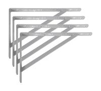 Amig - Équerre d'étagère murale | Console pour étagère | Support étagère en Acier | Coleur: Gris Métallisé | Dimensions: 250 x 200 | Poids max.: 330 kg (Lot de 4)