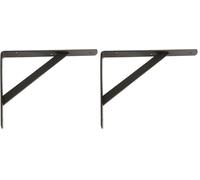 Amig - Équerre d'étagère Murale - Console pour étagère - Support étagère en Acier - Coleur: Noir - Dimensions: 300 x 225 - Poids Max.: 260 kg (Lot de 2)
