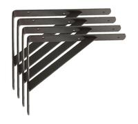 Amig - Équerre d'étagère murale | Console pour étagère | Support étagère en Acier | Coleur: Noir | Dimensions: 400 x 275 | Poids max.: 225 kg (Lot de 4)