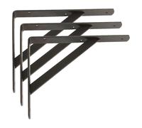 Amig - Équerre d'étagère murale | Console pour étagère | Support étagère en Acier | Coleur: Noir | Dimensions: 400 x 275 | Poids max.: 225 kg (Lot de 3)