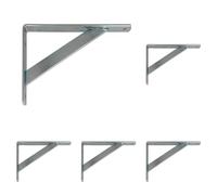 Amig - Équerre d'étagère murale | Console pour étagère | Support étagère en Acier | Coleur: Zingué | Dimensions: 200 x 125 | Poids max.: 320 kg (Lot de 5)