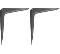 Amig - Équerre d'étagère murale | Console pour étagère | Support étagère en acier | Couleur : gris métallisé | Dimensions : 200 x 150 cm | Poids max : 40 kg (Lot de 2)