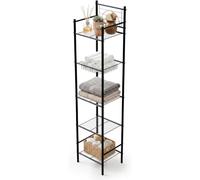 Amig - Étagère de Salle de Bain Mod. ORIA - 5 Niveaux - Fabriquée en Acier - Couleur Noir Mat - avec Pieds réglables - pour Petits espaces - 34 x 30 x 150 cm