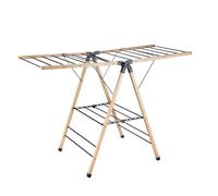 Amig - Étendoir Pliable à Ailes Mod. Aeria NaturDry - Acier époxy et Bambou - Séchoir à Linge Pliable - Montage et Pliage faciles - 13 m d’Espace d’étendage - 137x62x92 cm - Couleur Noir/Bambou