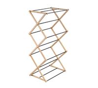 Amig - Étendoir Vertical Type Tour Pliable Mod. Aeria ZenRack - Acier époxy et Bambou - Séchoir à Linge Design Vertical - 5 m d’Espace d’étendage - 54x36x106 cm - Couleur Noir/Bambou