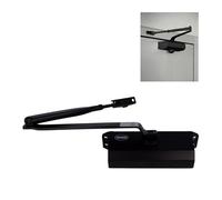 Amig - Ferme-porte hydraulique en aluminium - noir - pour freiner ou retenir les portes d’un poids maximal de 40 kg et 85 cm de large, amortisseur anti-chocs et claquements de porte, vis incluses