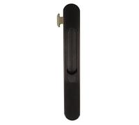 Amig - Fermeture à encastrer pour fenêtres et portes coulissantes en aluminium - Serrure à crochet à encastrer - Dimensions : 169 x 23 mm - Couleur noire - Bord arrondi - Installation par pression
