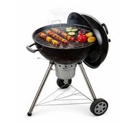 Amig - Fireplus Barbecue Portable au Charbon de Bois ou au Bois de Chauffage | Barbecue Rond avec Couvercle et Roues | Système de Ventilation et Dépôt de Cendres | Grille en Acier | 68,4x64x100cm