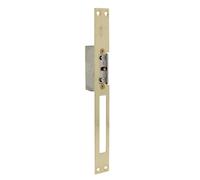 Amig - Gâche électrique encastrable pour contrôle d’accès - Compatible avec pêne demi-tour européen 13 mm - Têtière 250 x 25 mm - Acier laitonné verni - Doré - 8-12 V AC/DC - Mod. 20 avec inhibiteur