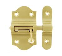 Amig - Goupille de suspension pour portes Mod.720 | 50 x 88 mm | Loquet de sécurité pour fermeture horizontale | En laiton avec finition dorée mate | Comprend des tirefonds