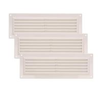 Amig - Grille de ventilation rectangulaire en Plastique avec moustiquaire | Grilles d'aération pour sortie d'air | Idéal pour plafonds | Dimensions : 260 x 90 mm | Couleur: Blanc (Lot de 3)
