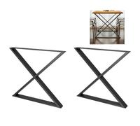 Amig - Jeu de 2 pieds pour tables de salle à manger ou hall d'entrée | Ensemble de pieds pour table style industriel | Matériau : Acier | Dimensions : 712 x 780 x 80 mm | Finition Noir mat