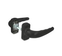 Amig - Jeu de poignée de porte à rosace renforcée - Modèle Sendoa - Fabriqué en aluminium - Dimensions : 125 x 66 mm - Carré de 8 mm - Idéal pour les portes intérieures - Finition : noir
