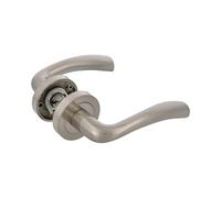 Amig - Jeu de poignées avec rosace en zamak pour portes | Mod. MIKA | Ø 52 mm | Carré de 8 mm | Design élégant et simple | Aluminium brossé nickel