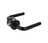 Amig - Jeu de poignées avec rosace intérieure pour portes | Mod. 4RX | 135 x Ø19 mm | Carré de 8 mm | Design élégant et simple | Acier inoxydable noir