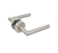 Amig - Jeu de poignées avec rosette de porte | 136 x Ø19 mm | Carré de 8 mm | Poignée design élégant et simple | Acier inoxydable argenté mat