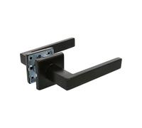 Amig - Jeu de poignées avec rosette intérieure pour portes | Mod. SUKI | 54 x 54 mm | Carré de 8 mm | Design élégant et simple | Acier inoxydable noir