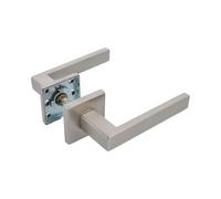 Amig - Jeu de poignées avec rosette intérieure pour portes | Mod. SUKI | 54 x 54 mm | Carré de 8 mm | Design élégant et simple | Acier inoxydable argenté mat