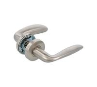 Amig - Jeu de poignées avec rosette intérieure pour portes | Mod. TARA | Ø53 mm | Carré de 8 mm | Design élégant et simple | Acier inoxydable argenté mat