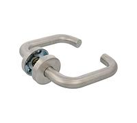Amig - Jeu de poignées avec rosette pour portes | Mod. 3RGX | 140 x Ø19 mm | Carré de 8 mm | Design élégant et simple | Acier inoxydable argenté mat