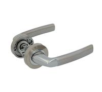 Amig - Jeu de poignées avec Rosette Zamak pour porte | Mod. HISA | Ø52 mm | Carré de 8 mm | Design élégant et simple | Aluminium Nickel brossé