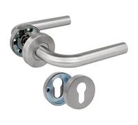 Amig - Jeu de poignées de porte avec plaque - Poignées style forgé pour portes rustiques - Aspect traditionnel et grande résistance - Entraxe 72 mm - Acier - Finition noire