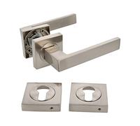 Amig - Jeu de poignées de porte | Mod. CADIZ | 52 x 124 mm | Avec bec verseur | Design élégant et simple | Poignée ergonomique | Aluminium satiné