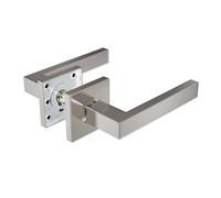 Amig - Jeu de poignées pour portes | Couleur argenté | Design élégant et simple | Facile à installer, inclus visserie | Acier inoxydable | Rosace carrée de 54 x 54 mm