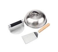 Amig - Kit 3 Accessoires pour Smash Burger - Presse à Viande, Cloche à Fondre Fromage, Spatule - Acier Inoxydable - Mod. AM12
