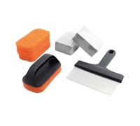 Amig - Kit 8 Accessoires de Nettoyage Barbecue AM22 - Grattoir 23 cm + 3 éponges en Polyester + 1 éponge en PP + 3 Blocs de Nettoyage - Acier Inoxydable et polypropylène