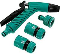 Amig - Kit d'arrosage avec pistolet et adaptateur de tuyau - Comprend 2 raccords de robinet, pour utilisation dans le nettoyage de la cour et du jardin, facile à installer, vert, standard