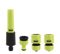Amig - Kit D'Irrigation | 4 Composants | 1 Lance D'Irrigation À Débit Réglable, 1 Adaptateur Avec Réducteur Et 2 Raccords Rapides De 1/2" Et 3/4" Avec Fonction D'Arrêt | Vert Pistache Et Noir