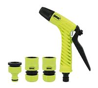Amig - Kit D'Irrigation | 4 Composants | 1 Pistolet D'Irrigation À Débit Réglable, 1 Adaptateur Avec Réducteur Et 2 Raccords Rapides De 1/2" Et 3/4" Avec Fonction D'Arrêt | Vert Pistache Et Noir
